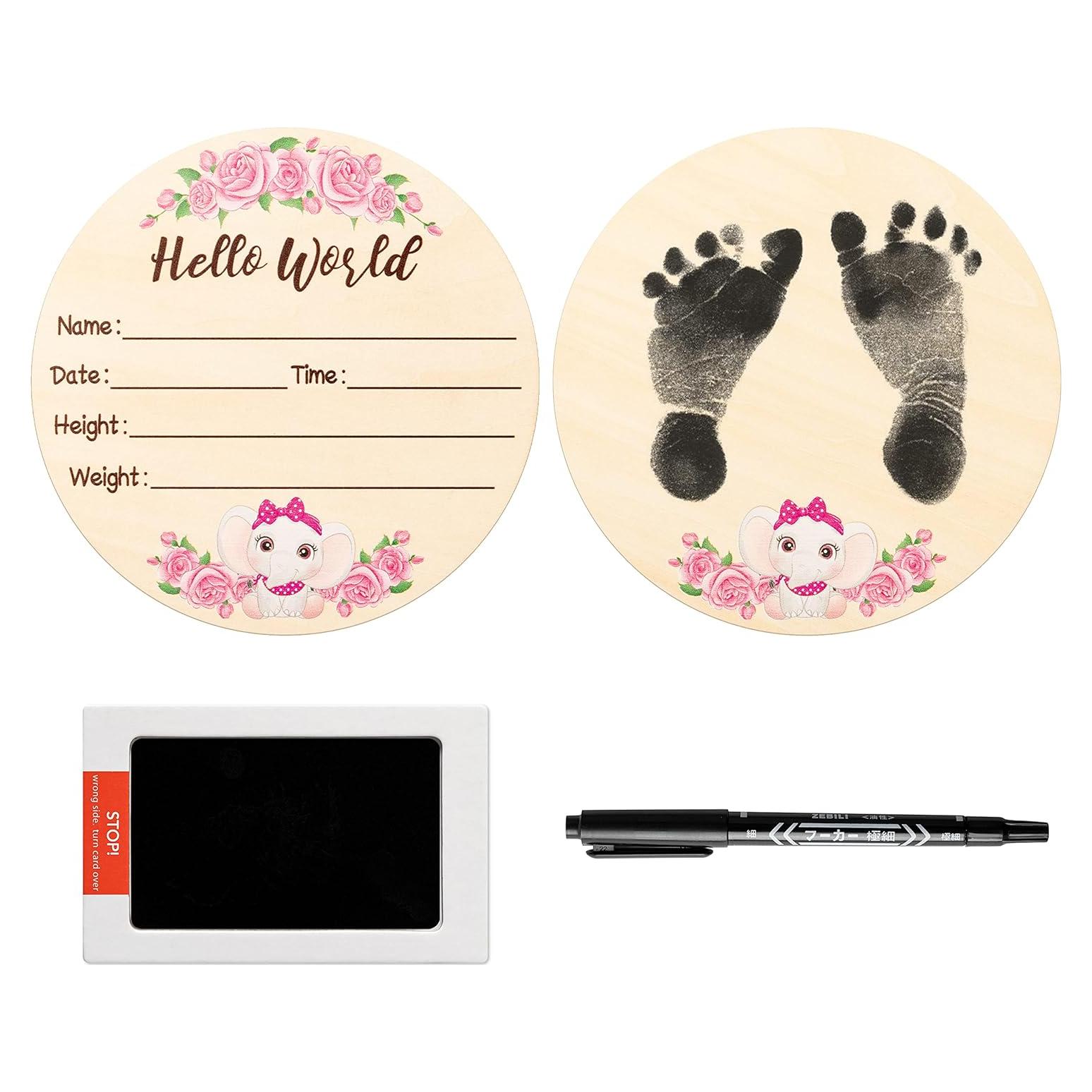 Cartel de Nacimiento Bebé R HORSE Elefante Rosa con Tinta