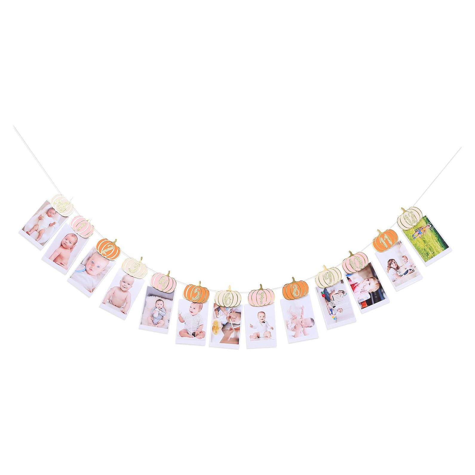 Banner de Cumpleaños Calabaza Rosa Naranja Dorado 249.4x6.6cm