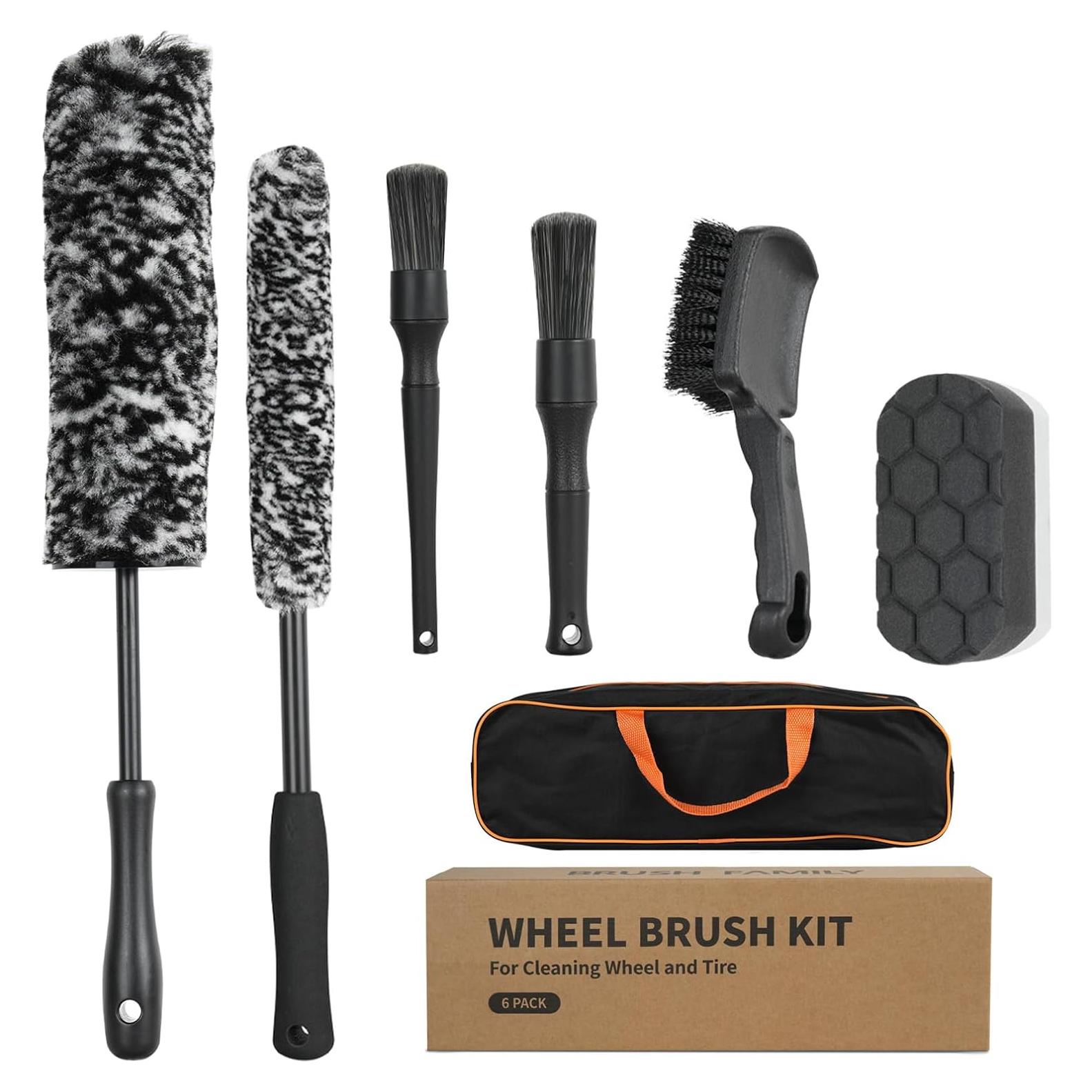 Kit de Cepillos de Limpieza para Ruedas y Neumáticos 6 Piezas