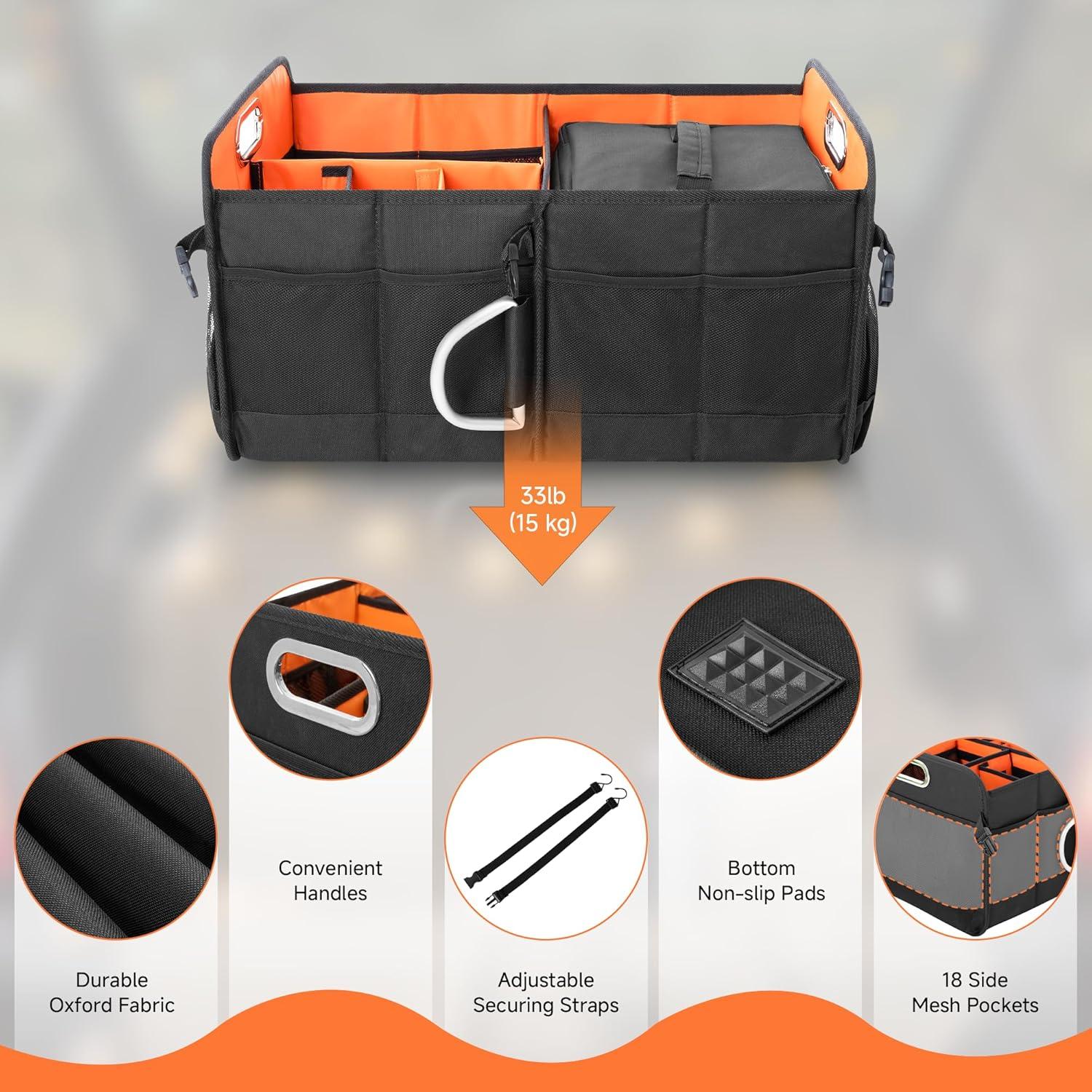 Organizador de Maletero StorageWorks Mediano Negro y Naranja