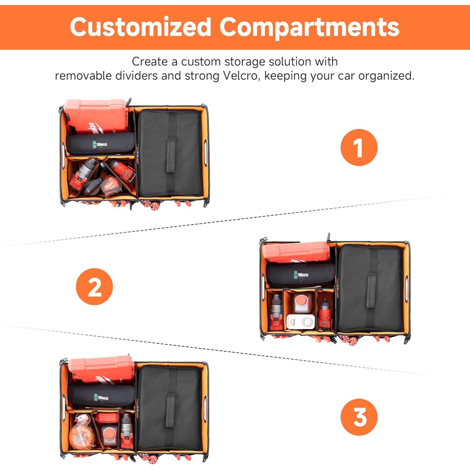 Organizador de Maletero StorageWorks Mediano Negro y Naranja