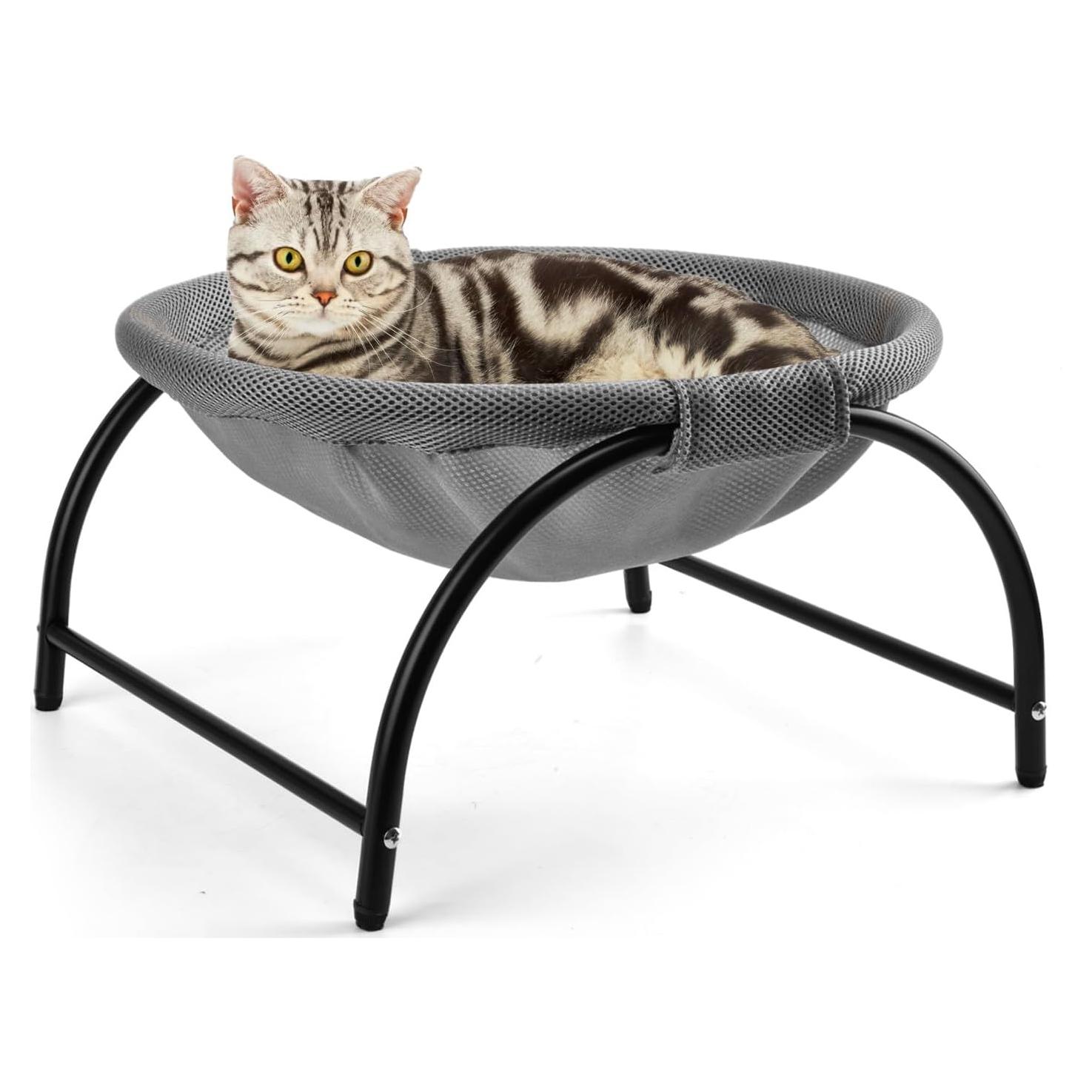Cama Hamaca Elevada para Gatos LIFLIX Malla Gris 43x43x24 cm