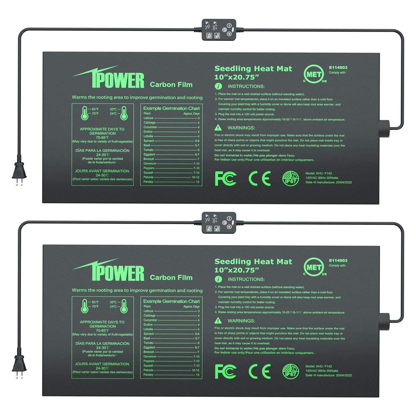 Almohadilla de Calor iPower para Plántulas Doble 10x52.7cm