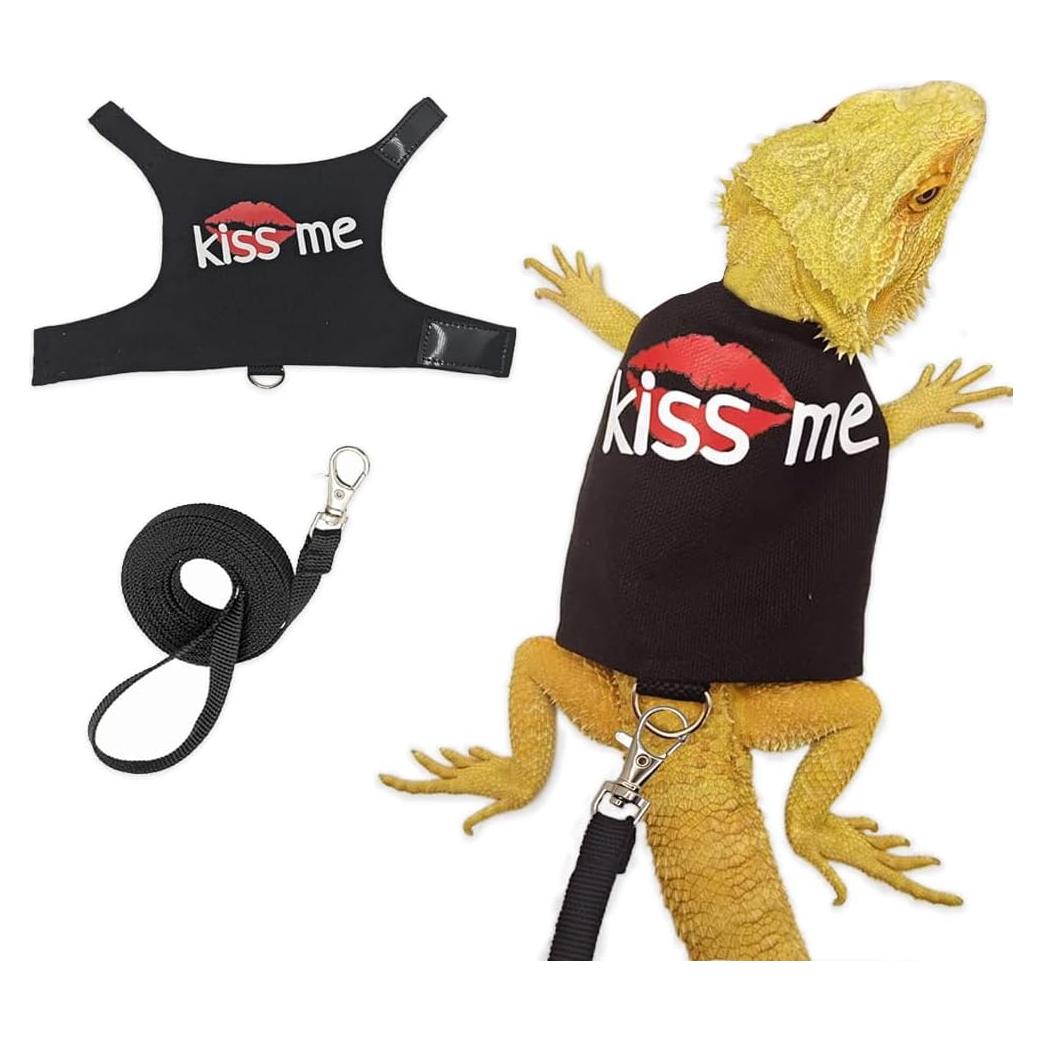 Arnés y Correa Ajustable para Dragón Barbudo SEZDEKI - Negro