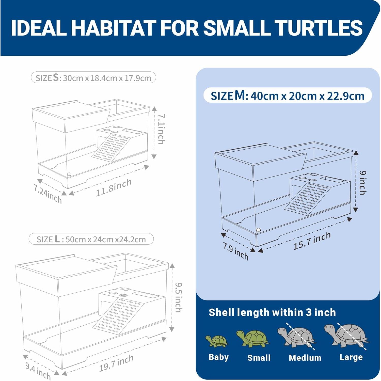 Kit Acuario para Tortugas GOZILLA 40x20x22.86cm con Filtro y Lámpara