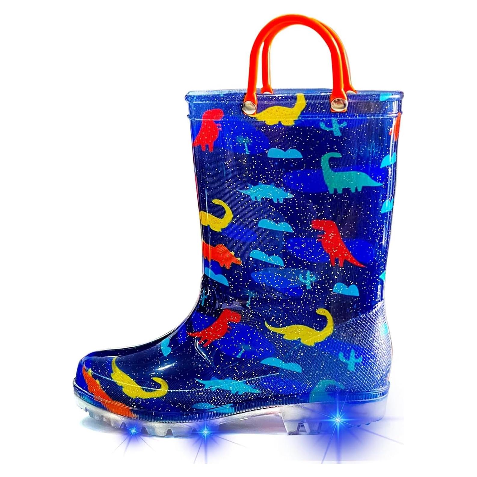 Botas de Lluvia Iluminadas para Niños Dinosaurio Marino