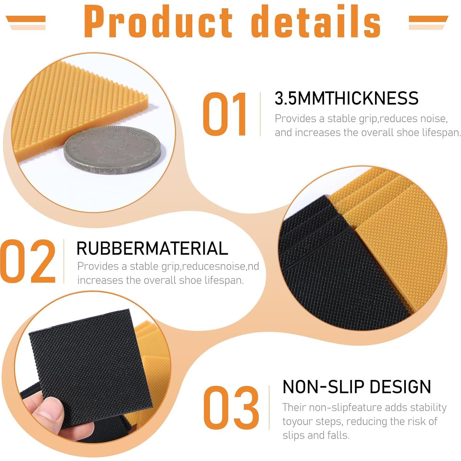 16 Piezas Reemplazo Tacón de Goma Antideslizante HJZHII 6.2cm