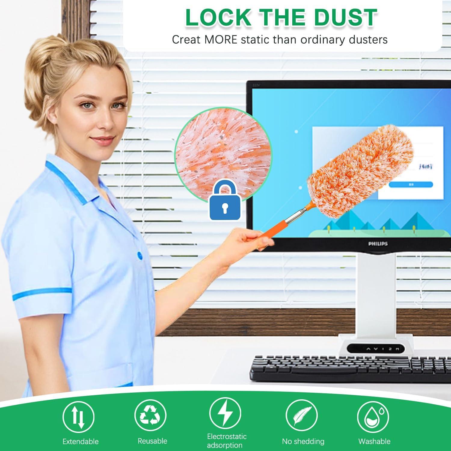 Paquete de 2 Plumeros Telescópicos HTOOLPRO Microfibra 76 cm