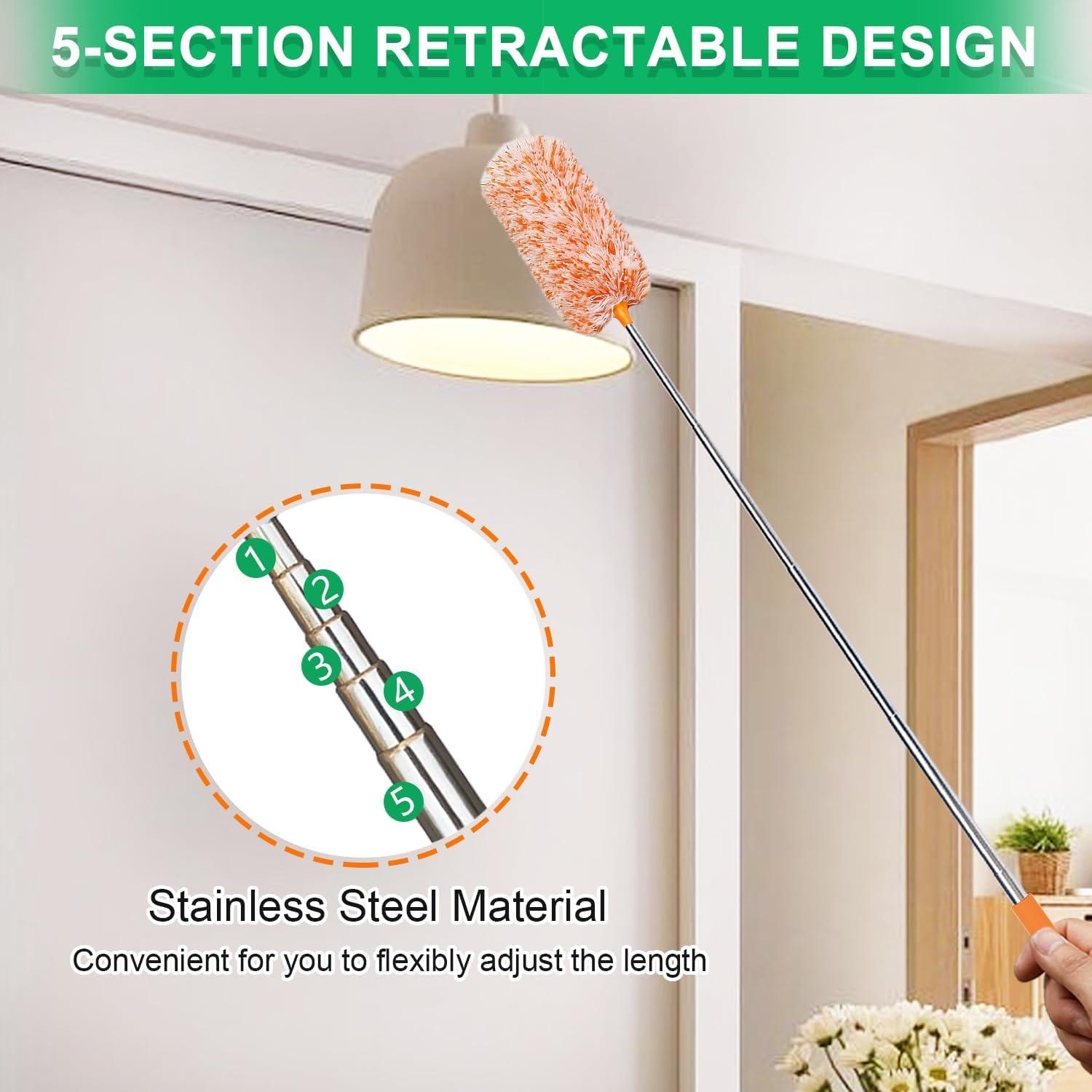 Paquete de 2 Plumeros Telescópicos HTOOLPRO Microfibra 76 cm