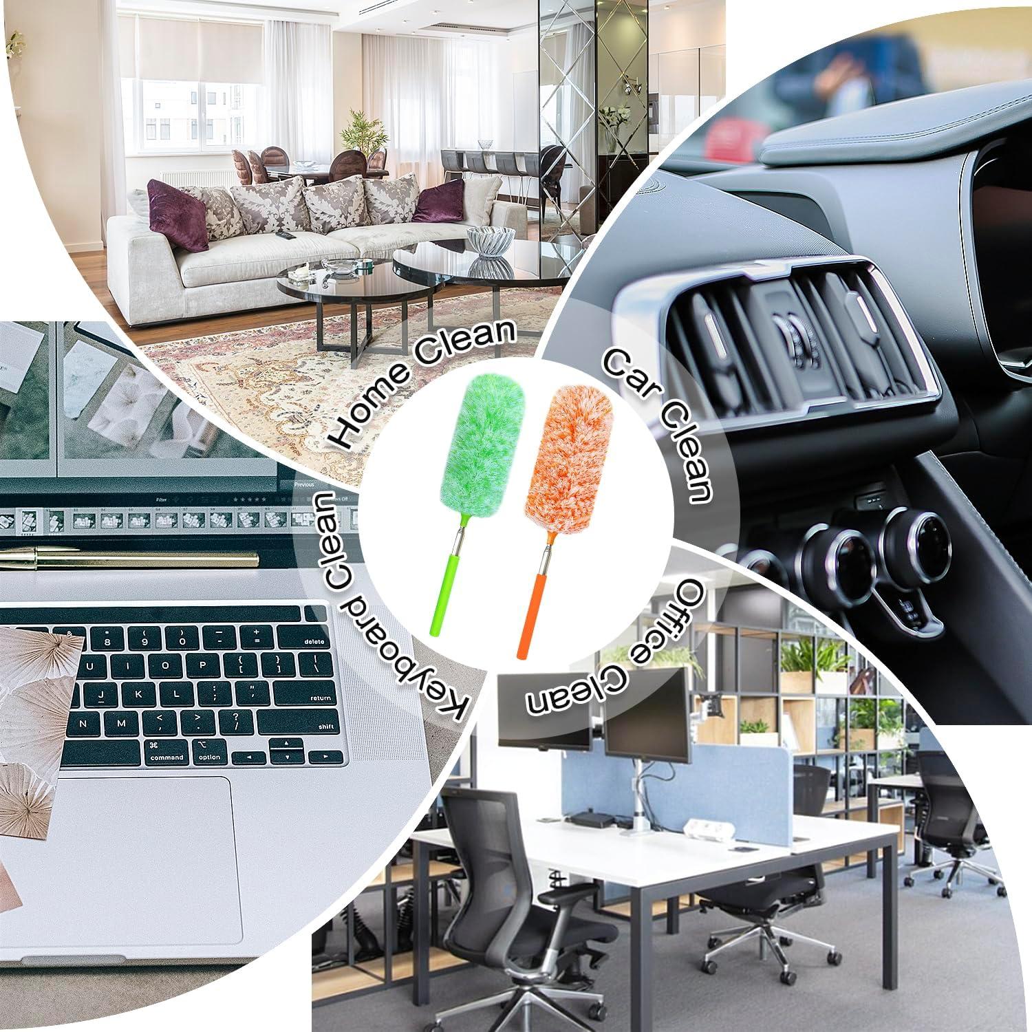 Paquete de 2 Plumeros Telescópicos HTOOLPRO Microfibra 76 cm