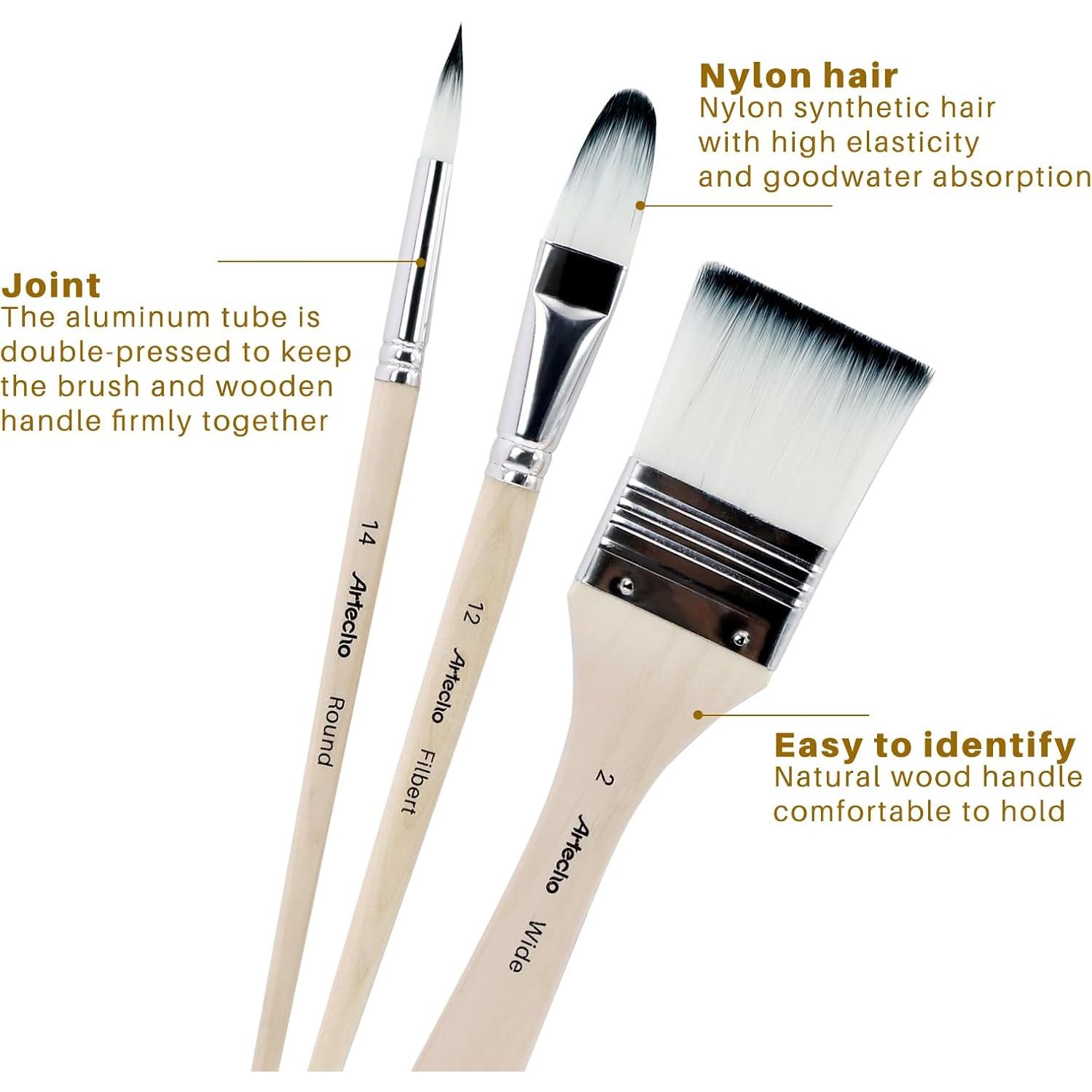 Set de 32 Pinceles de Pintura Acrílica Artecho - Nylon y Madera