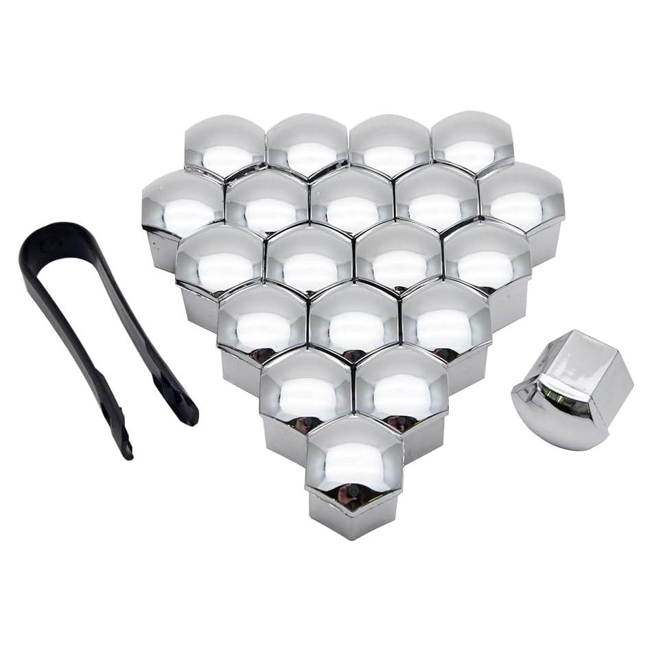 Cubiertas de Tuercas de Rueda Riloer 19mm 20PCS ABS Cromado