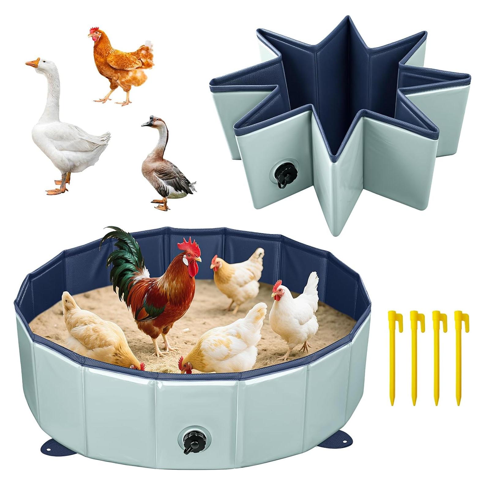 Tina de Baño de Polvo para Pollos Senlinyu 32" Plegable Gris