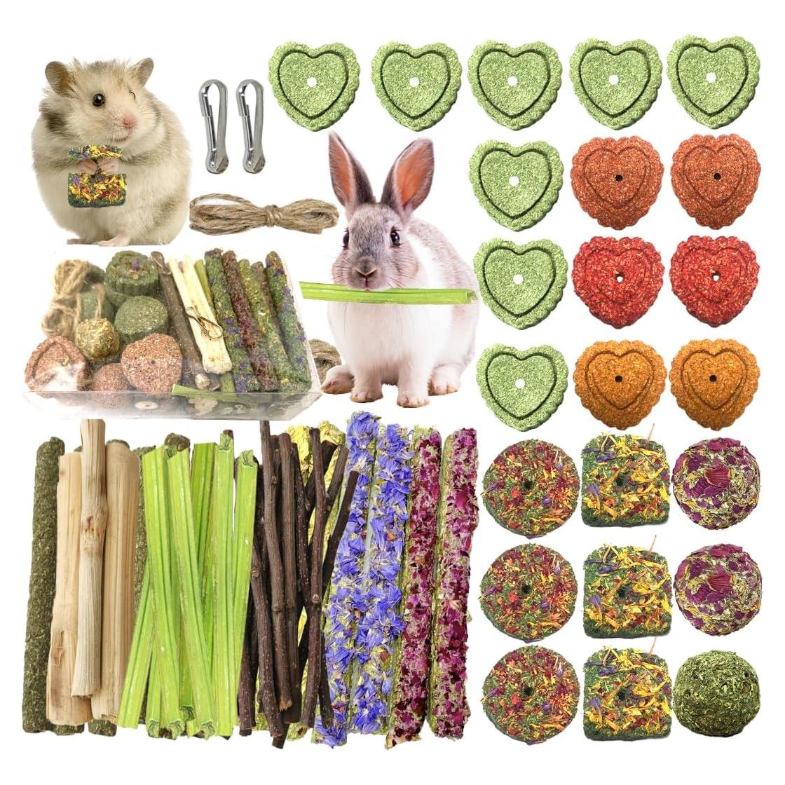 Juguetes para roer conejos Tyotrbs 60 piezas nutritivas