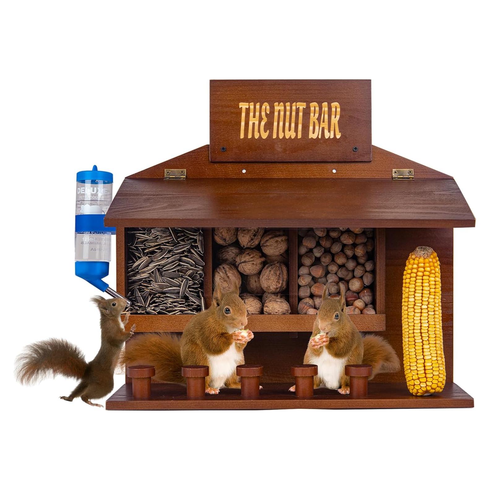 Mesa de Picnic para Ardillas WodGod con 5 Taburetes y Alimentador