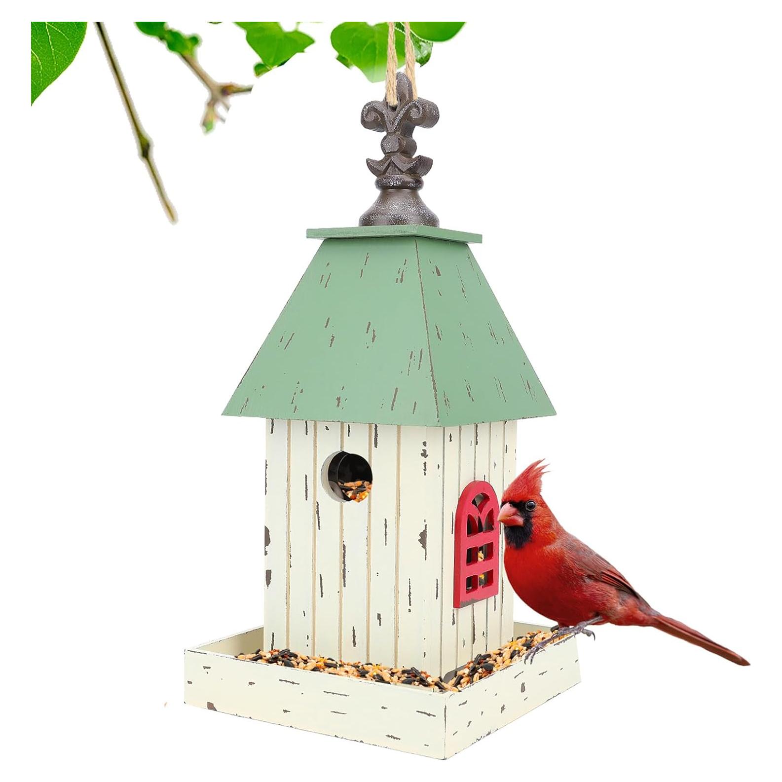 Casa de Pájaro Colgante Yinns de Madera con Bandeja 33cm