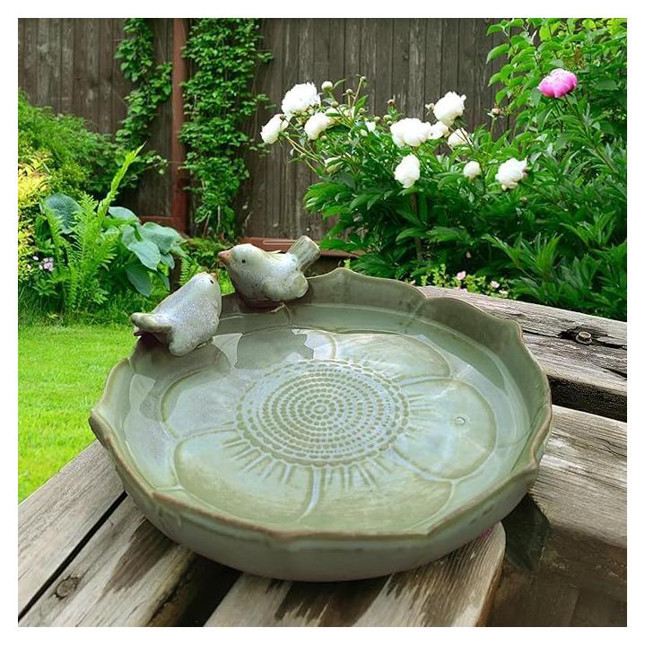 Baño de Aves de Cerámica Verde Bakayoyo 25.4 cm para Exterior