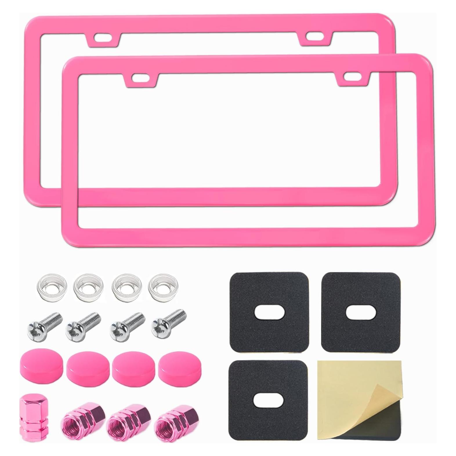 Marco de Placa de Licencia Rosa Carsories Universal 30.99x16cm