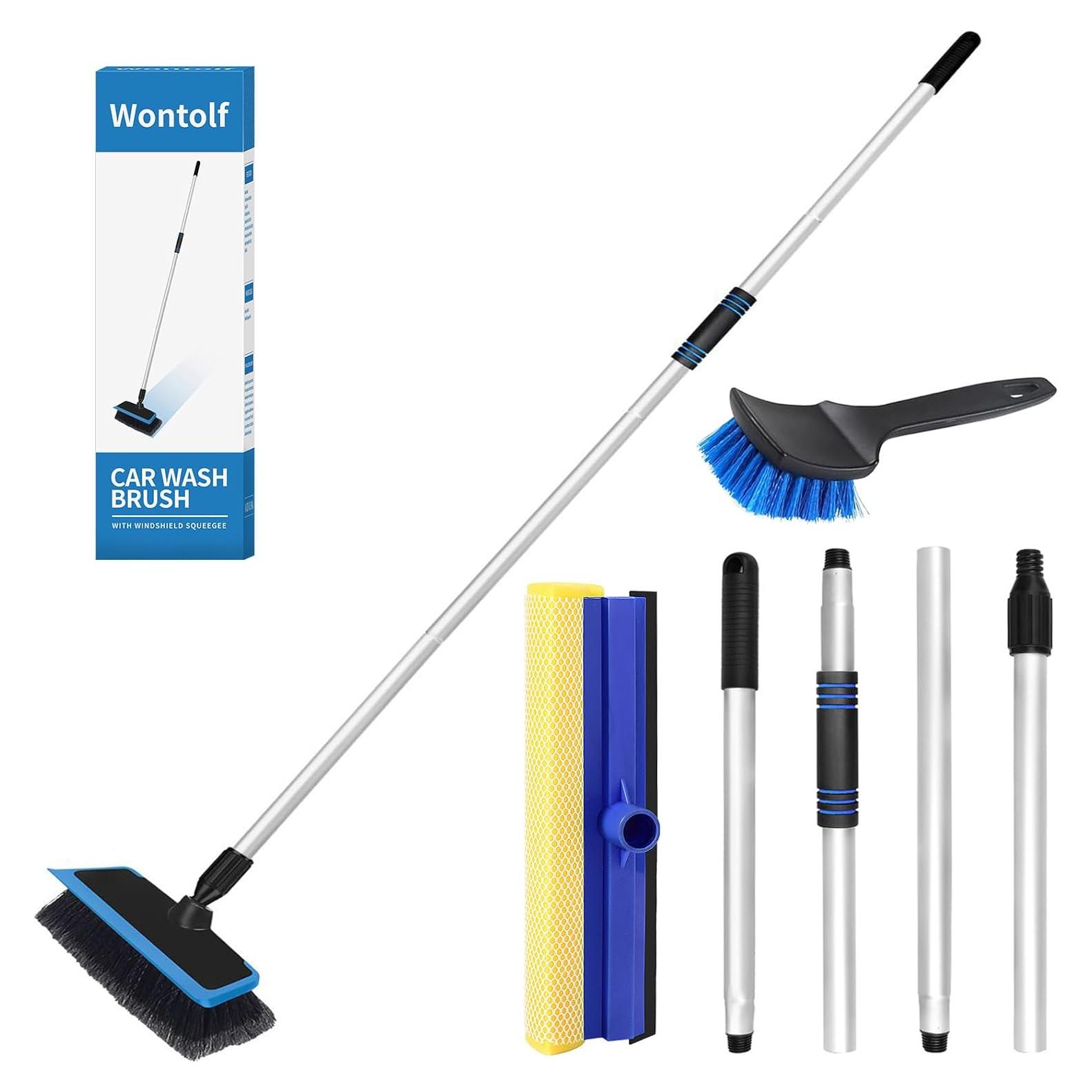 Kit de Lavado de Autos Wontolf 5 Piezas Azul con Cepillo y Mitón