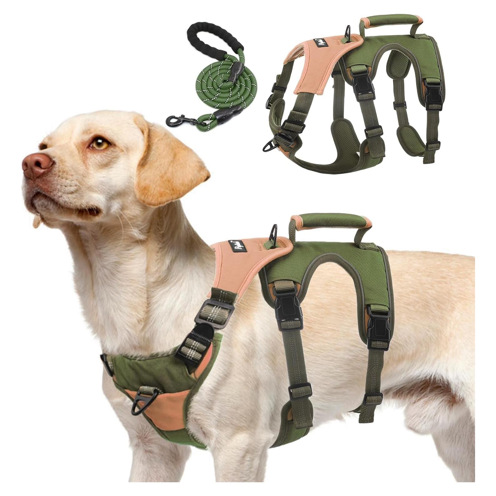 Arnés para Perros PUPTECK Grande Verde Reflectante Ajustable