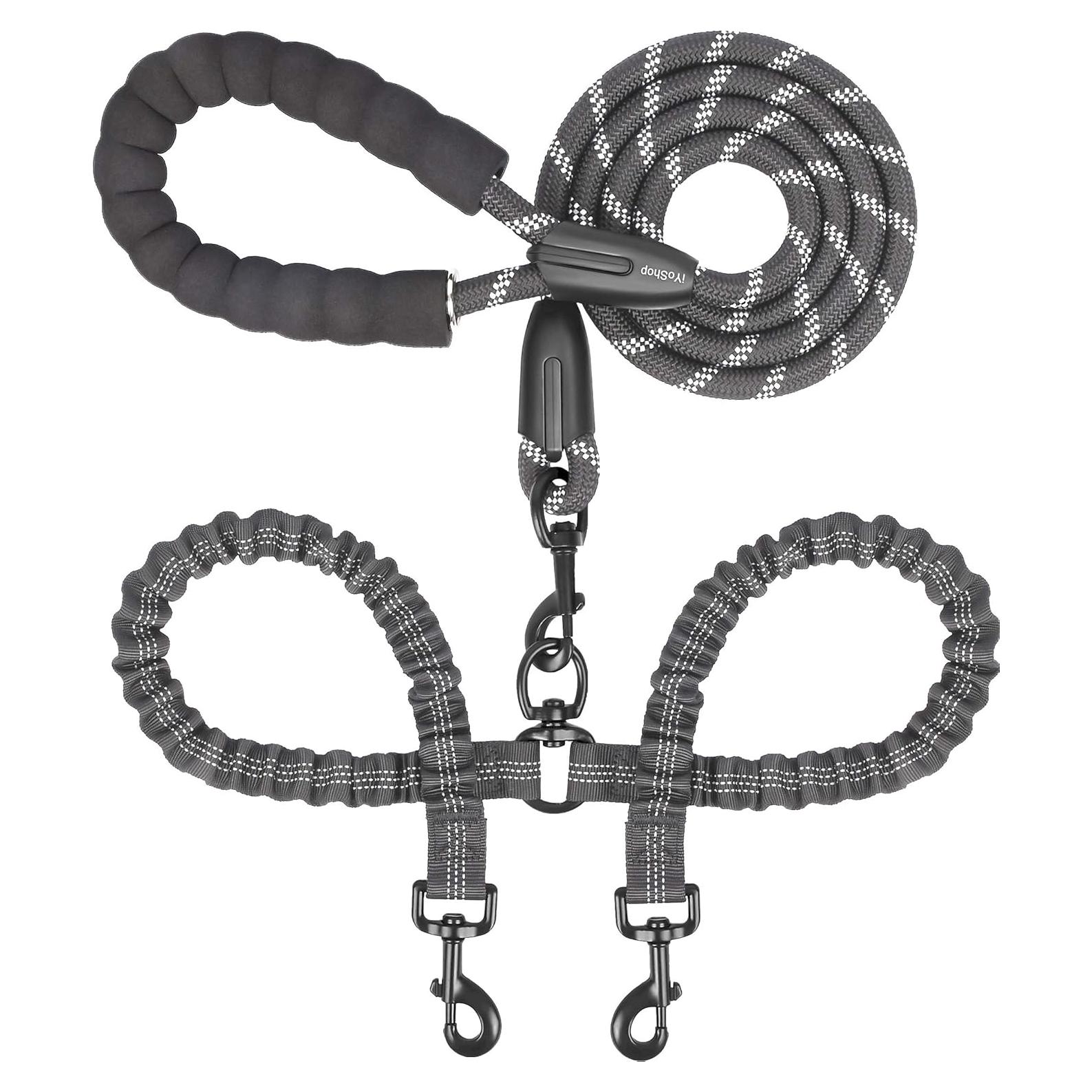 Correa Doble para Perros iYoShop - Sin Enredos, Amortiguador, Grande