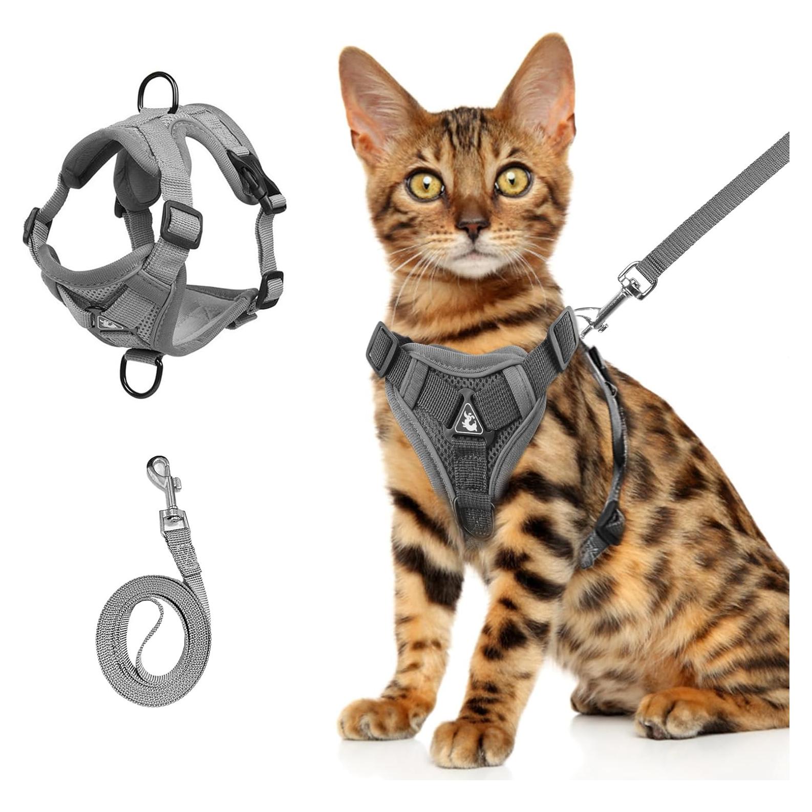 Arnés y Correa para Gatos Wanheart L Gris 5-7.48kg Ajustable