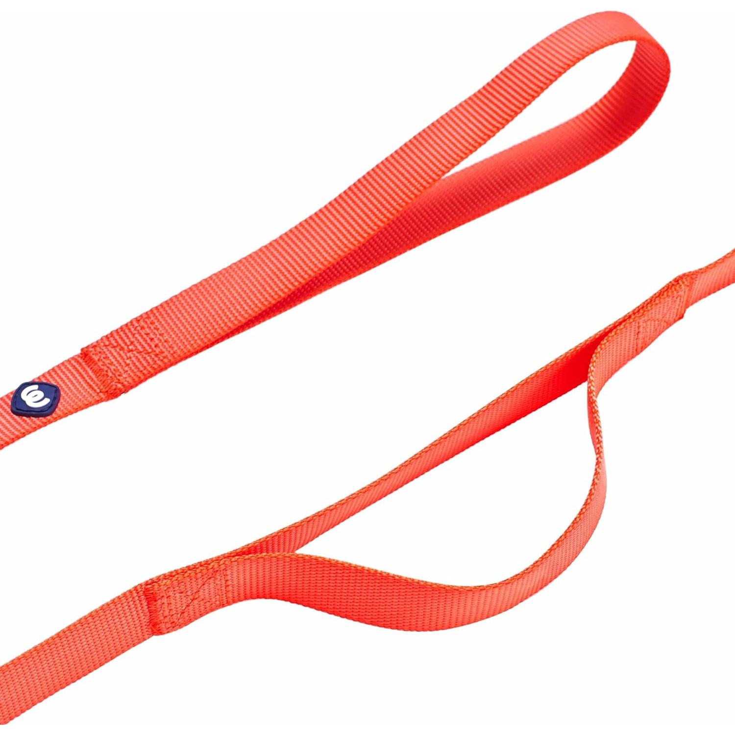 Conjunto Collar y Correa Doble Mango Blueberry Pet Mediano Naranja