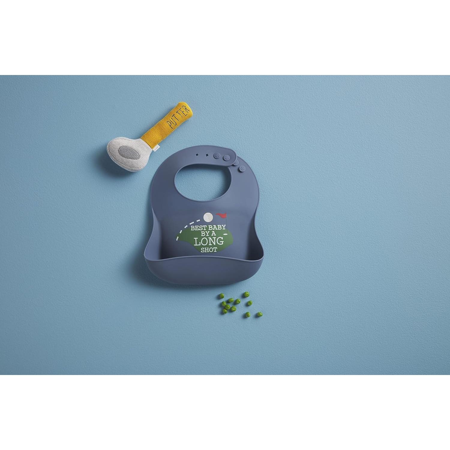 Conjunto Babero Silicona y Sonajero Golf Mud Pie 2 Piezas