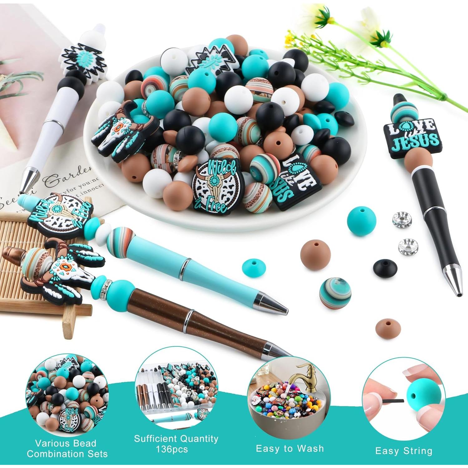 Set de 136 Perlas de Silicona Kovict Multicolor para Manualidades