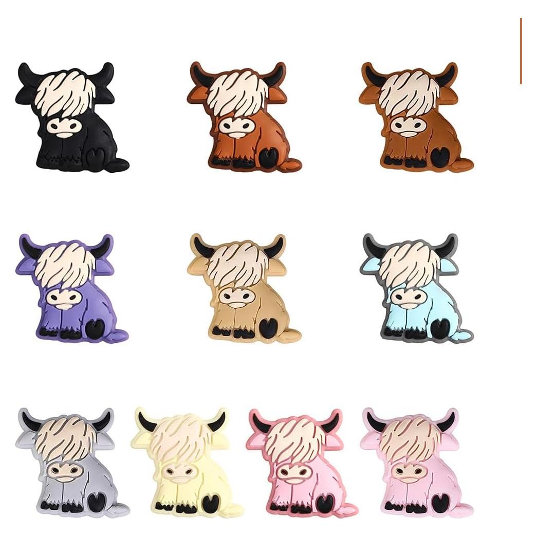 Perlas de Silicona Chieeon 20pcs Vaca de Tierras Altas DIY