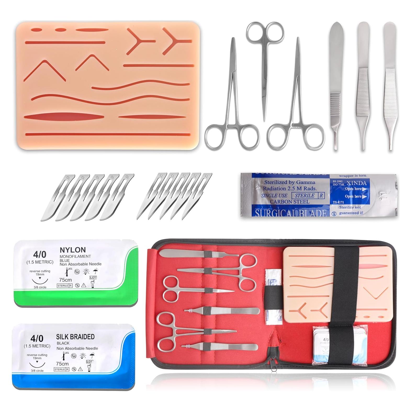 Kit de Entrenamiento de Suturas Tila - 8 Hilos, Almohadilla de Silicona, Herramientas Médicas