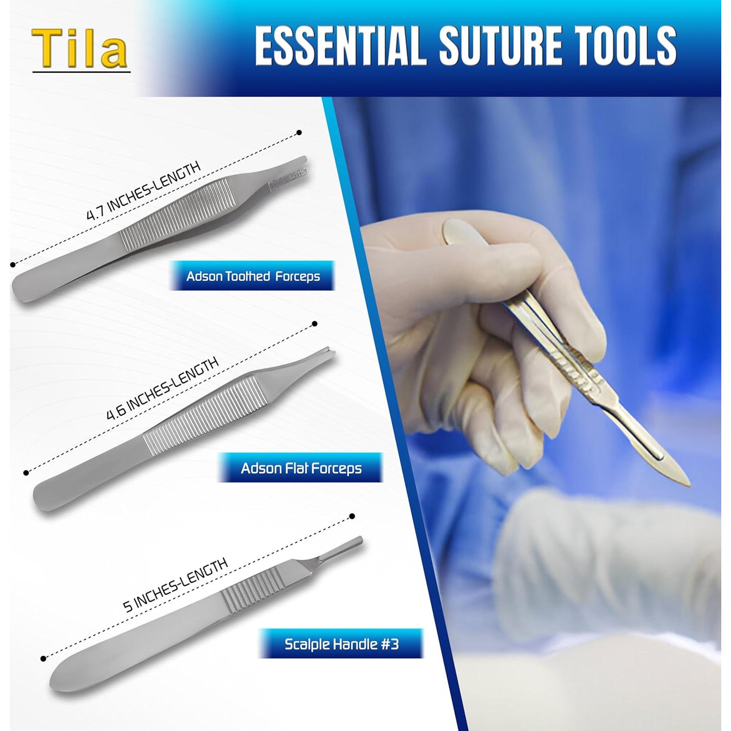 Kit de Entrenamiento de Suturas Tila - 8 Hilos, Almohadilla de Silicona, Herramientas Médicas