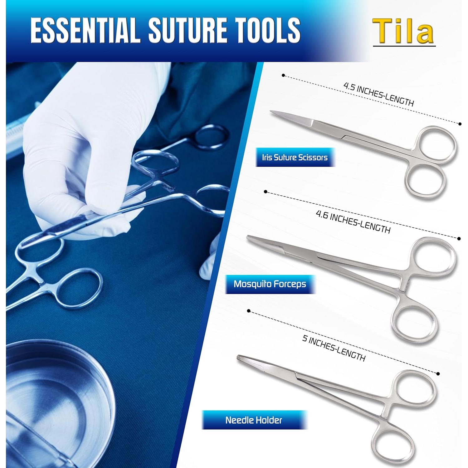 Kit de Entrenamiento de Suturas Tila - 8 Hilos, Almohadilla de Silicona, Herramientas Médicas