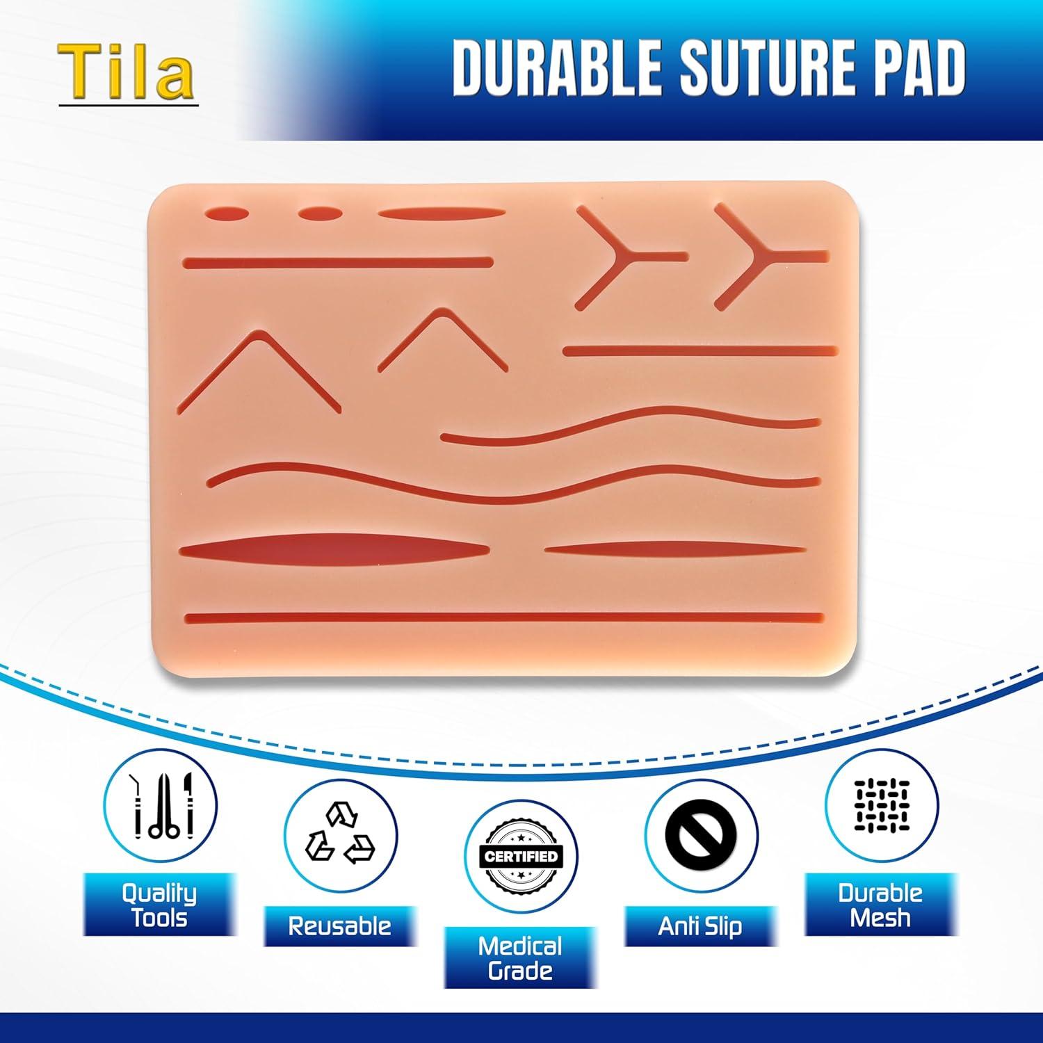Kit de Entrenamiento de Suturas Tila - 8 Hilos, Almohadilla de Silicona, Herramientas Médicas