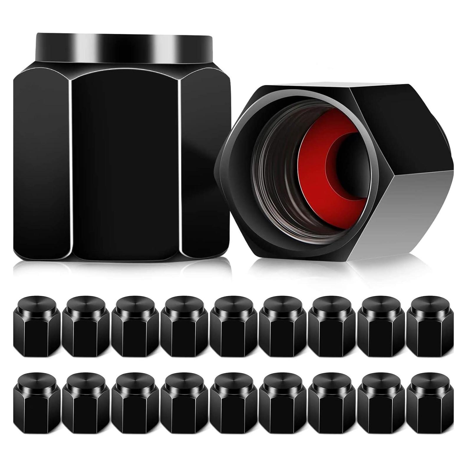 20 Tapas de Válvula de Neumático Mudder Hexagonales Negras