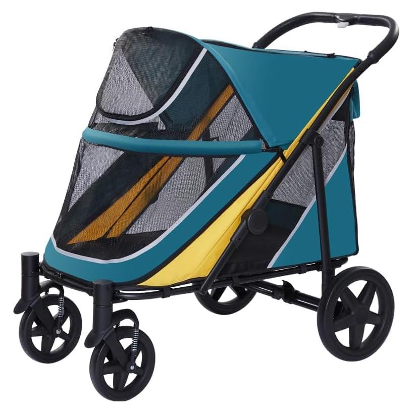 Carrito para Perros Medianos FunImpact Verde-Amarillo Plegable