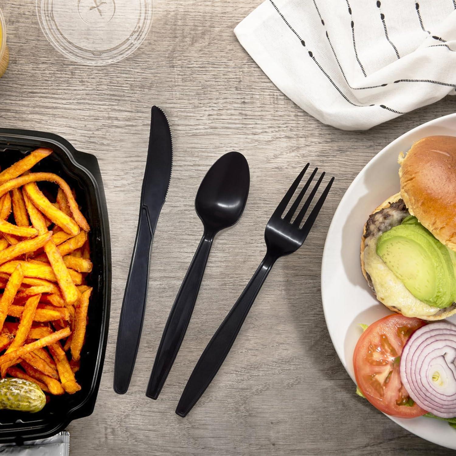 Set de Cubiertos Compostables SOVEGLEE 150 Piezas Negros