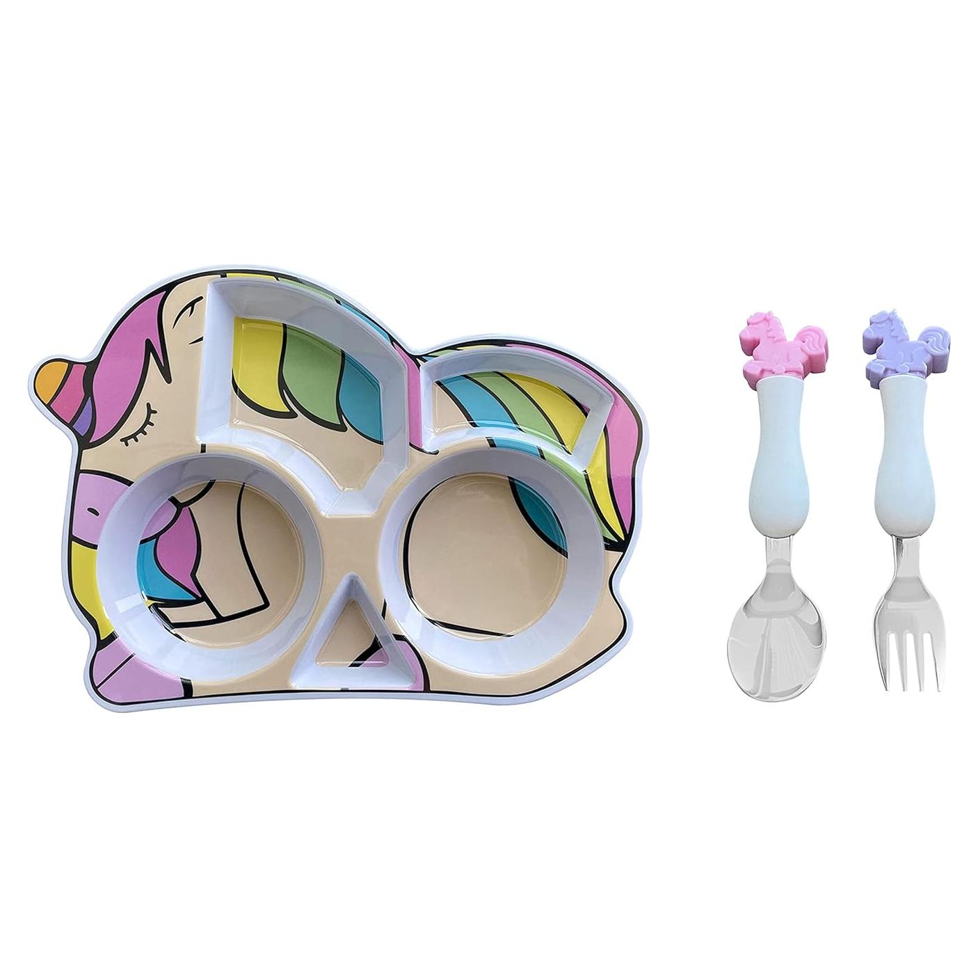Set de Vajilla Infantil Unicornio ARI MES - Plato y Utensilios