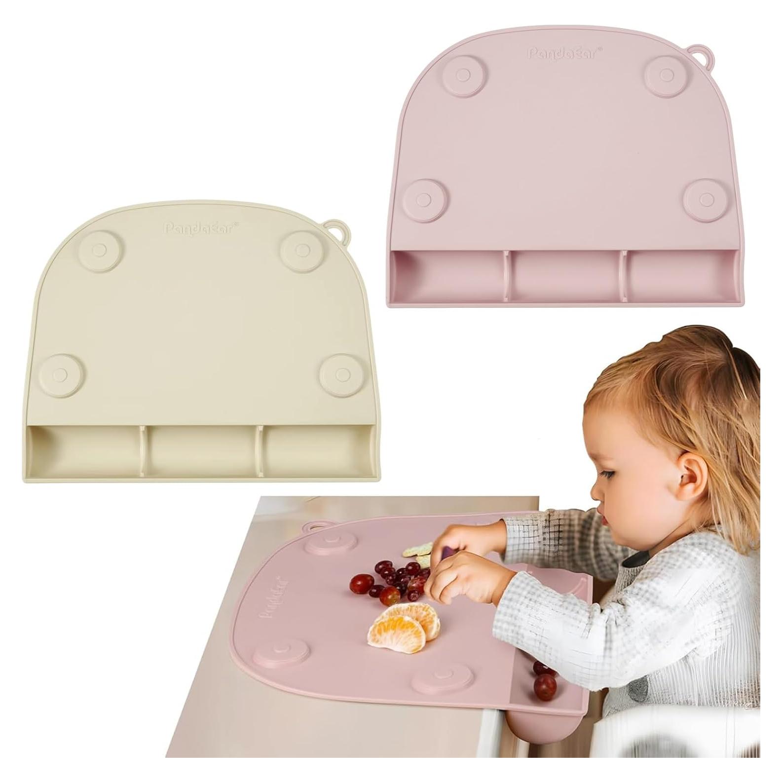 PandaEar 2 Tapetes de Silicona para Niños con Succión Rosa