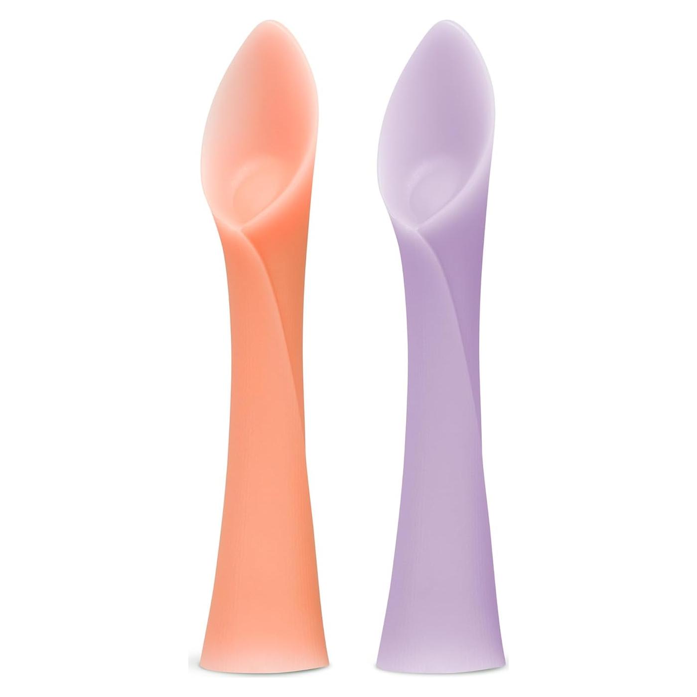 Cucharas de Entrenamiento Olababy de Silicona 100% 2pack Coral/Lila