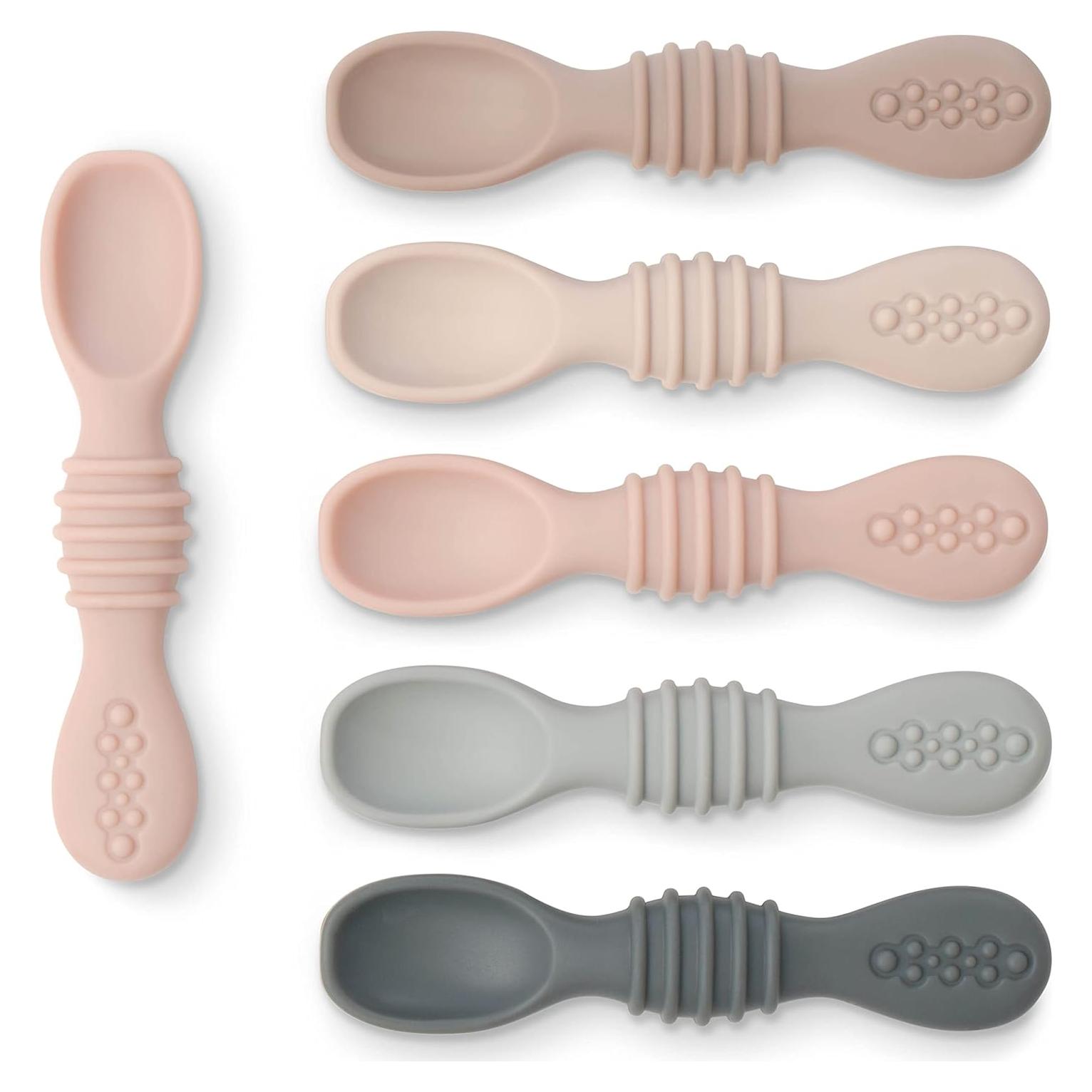 Cucharas de Silicona Simka Rose para Bebés - Paquete de 6