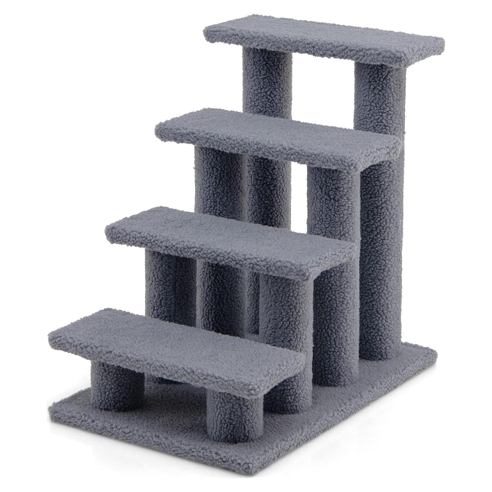 Escalera para Mascotas Tangkula 4 Pasos Gris 61 cm