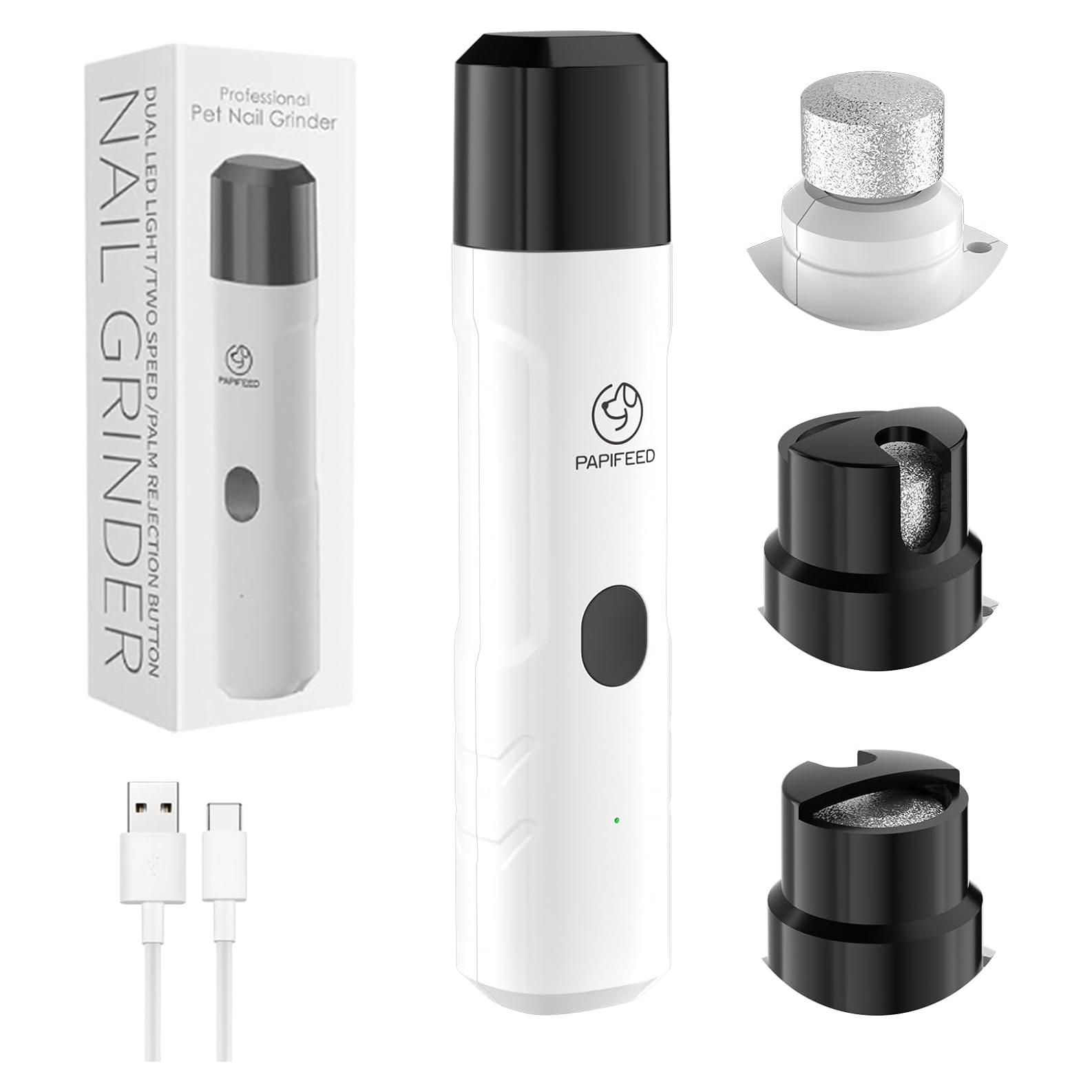 Amoladora de Uñas Eléctrica PAPIFEED Blanca con 3 Velocidades y LED