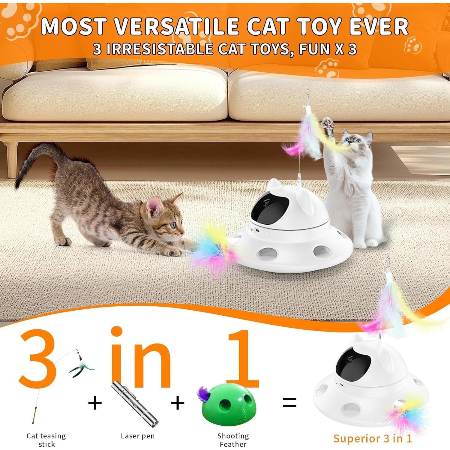 Juguete láser interactivo para gatos 3 en 1 - Recargable USB