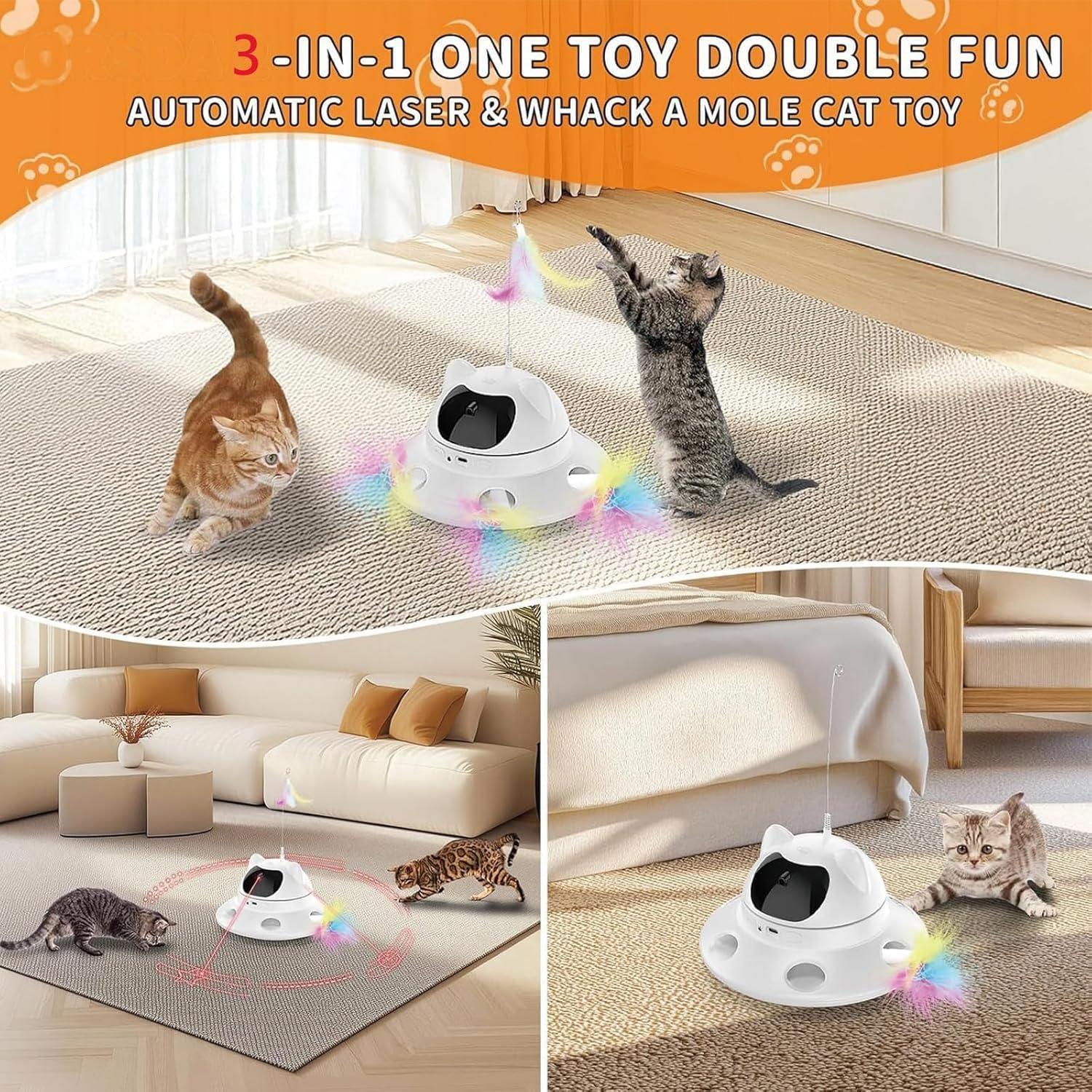 Juguete láser interactivo para gatos 3 en 1 - Recargable USB