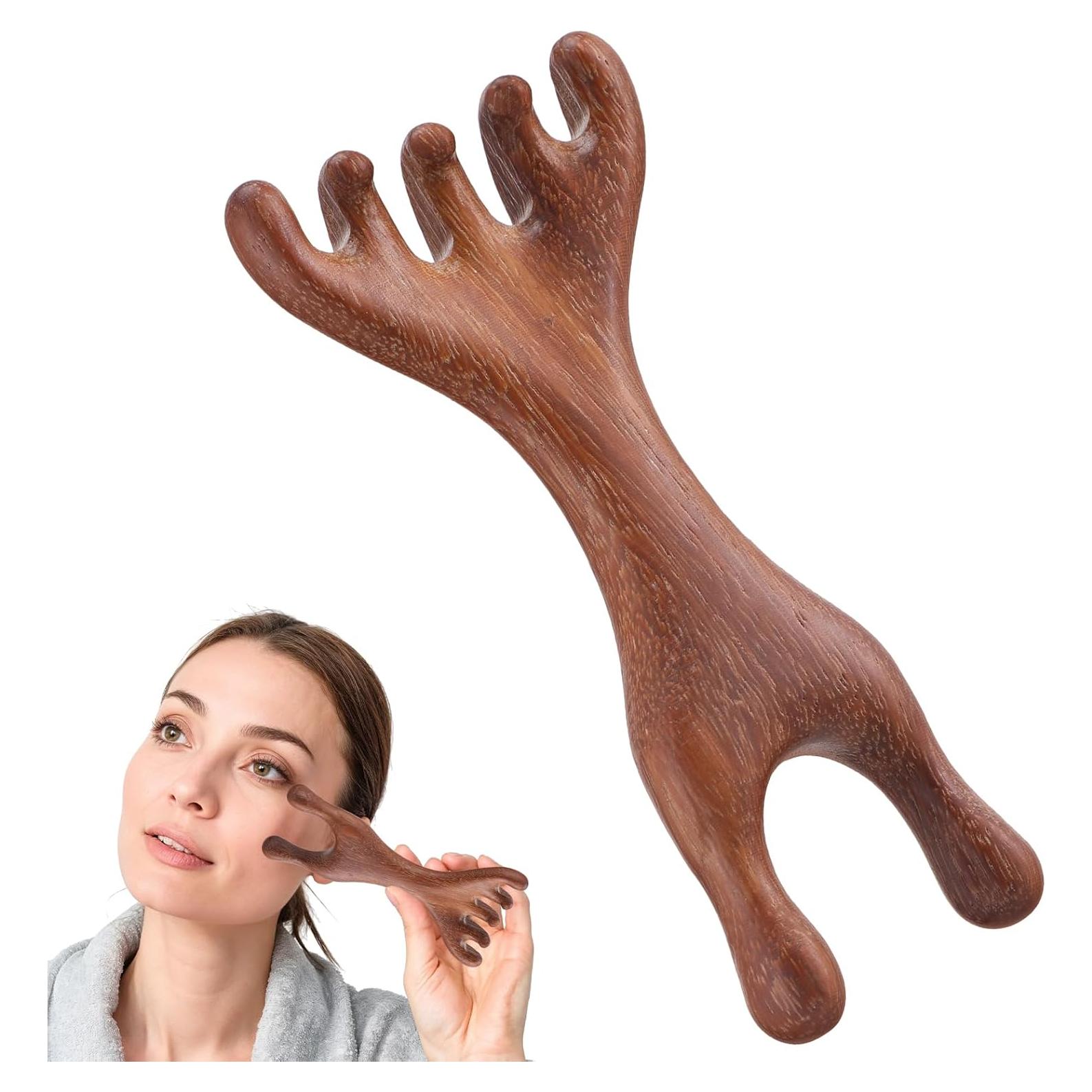 Masajeador de Cuero Cabelludo Manual HJZHII de Sándalo 2 en 1