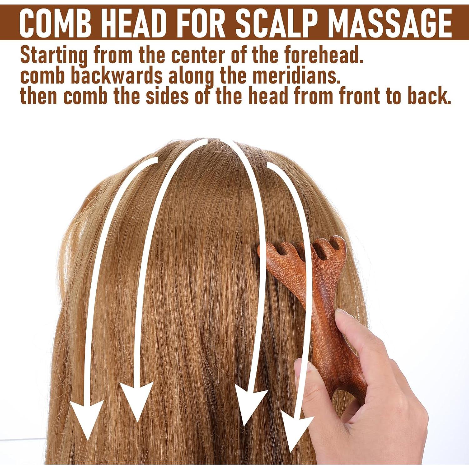 Masajeador de Cuero Cabelludo Manual HJZHII de Sándalo 2 en 1