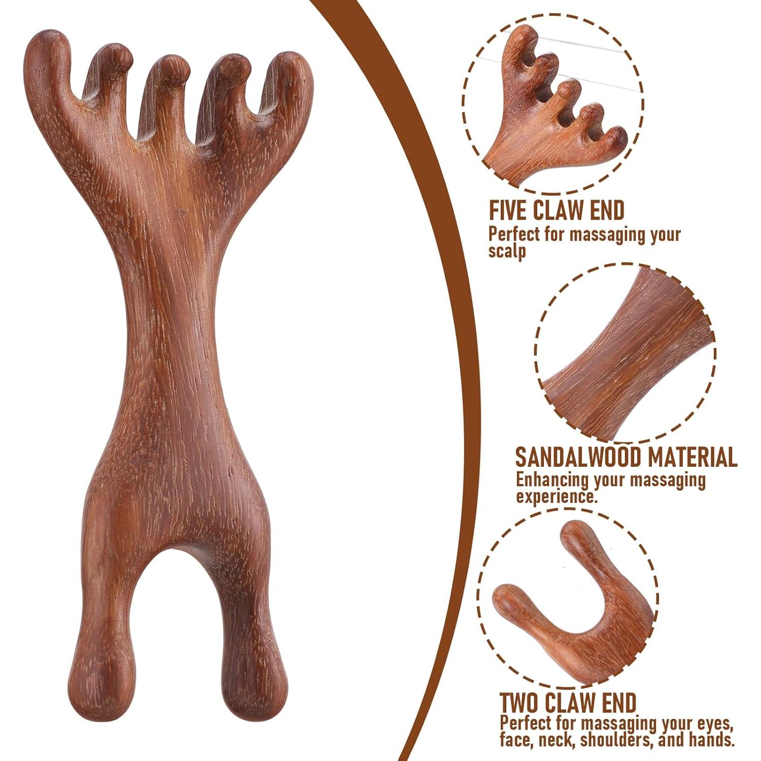 Masajeador de Cuero Cabelludo Manual HJZHII de Sándalo 2 en 1