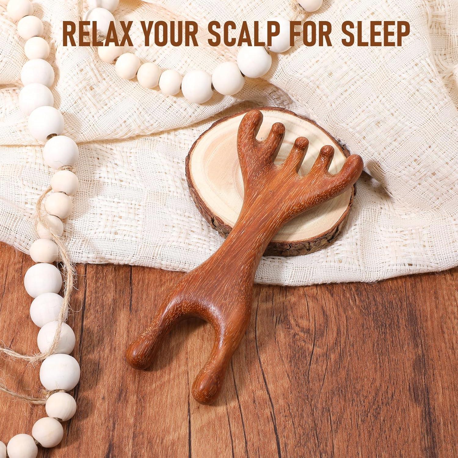 Masajeador de Cuero Cabelludo Manual HJZHII de Sándalo 2 en 1