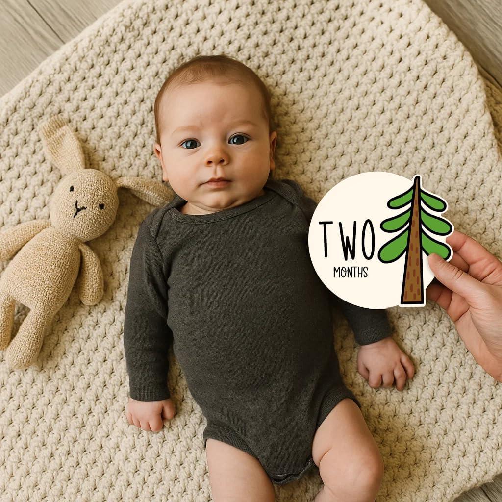 Discos de Hitos Mensuales para Bebés Ouksma - Madera 10.16 cm